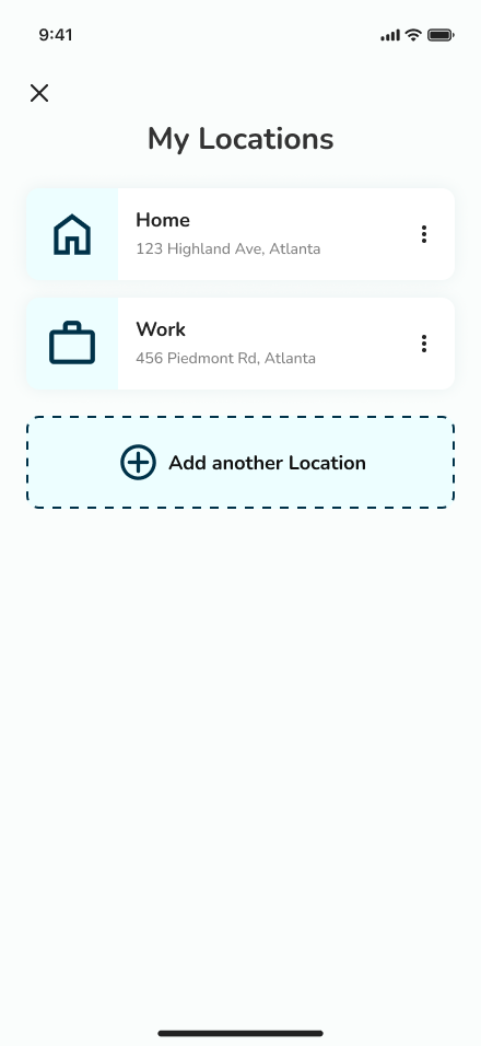 My locations screen